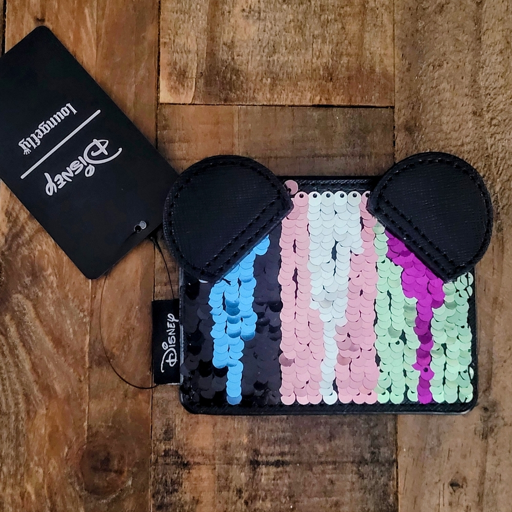 DISNEY Loungefly Minnie Mouse Sequin ID Cardholder Boxlunch Exclusive Brand New!